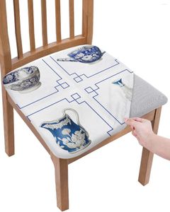 Couvre-chaises Texture vintage Couverture de siège élastique de style chinois en porcelaine bleu et blanc pour Hlebcovers Home Protector