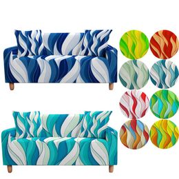 Housses de chaise à vagues volumétriques, housse de canapé élastique pour salon, housse en spirale multicolore, coin de canapé, décoration de la maison