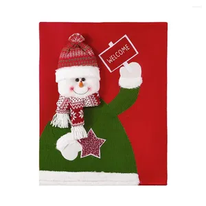 Couvre-chaise couverture lavable Couverture festive Christmas Snowman de neige Santa Claus Design pour la salle à manger Protection des sièges pour la maison décoration