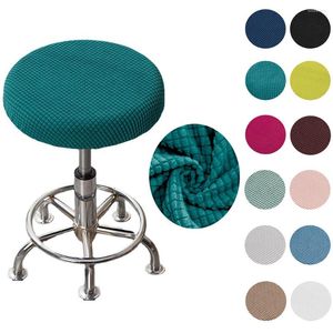 Housses de chaise lavables, housse de siège ronde, solide, épaisse, pour tabouret de bar, coussin en Polyester extensible et élastique