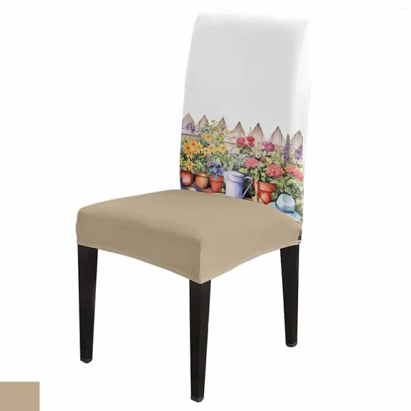 Housses de chaise aquarelle pays jardin plante fleur couverture ensemble cuisine extensible Spandex siège housse maison salle à manger