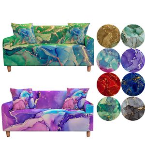 Chaise couvre aquarelle élastique canapé pour salon or marbre housse sectionnel canapé coin été décoration 220906