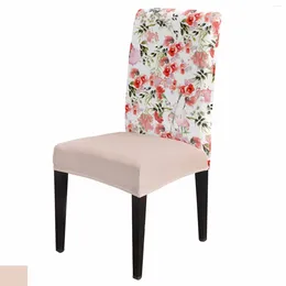Housses de chaise aquarelle fleur Rose rouge, ensemble de housses de siège de cuisine en Spandex extensible, décoration de maison, salle à manger