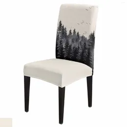 Housses de chaise aquarelle forêt oiseau couverture ensemble cuisine extensible Spandex siège housse décor à la maison salle à manger