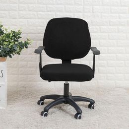 Housses de chaise Waterpoorf Office Cover Stretch Élastique 2 Pièce Pour Bureau Ordinateur Fauteuil Rotatif Housse Gris Noir