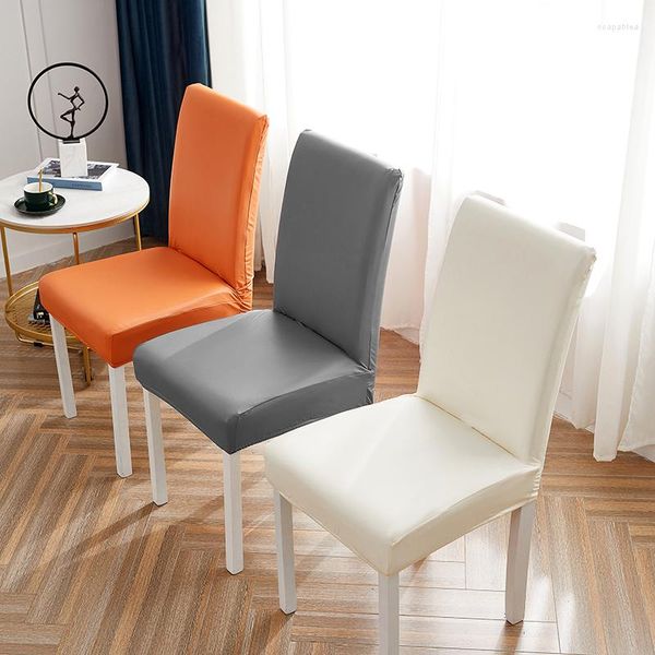 Couvre-chaises Couverture ￩lastique imperm￩able Tissu en cuir d'imitation douce pour chaises de restauration avec d￩coration de maison de mariage arri￨re