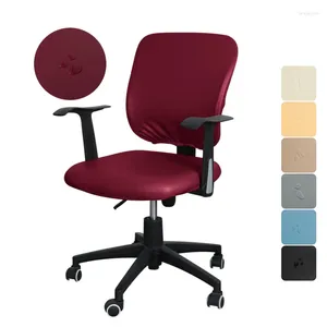 Housses de chaise imperméables, housse de siège de bureau, en cuir PU, fendue, élastique, couleur unie, étui de jeu pour ordinateur, 1 ensemble, maison