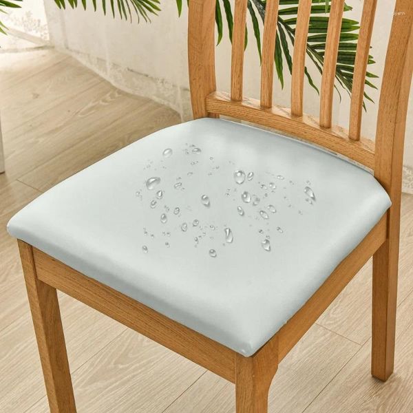 Cubiertas para sillas Asiento impermeable para sillas de comedor Fundas de cuero PU Fundas protectoras lavables extraíbles Cubierta trasera