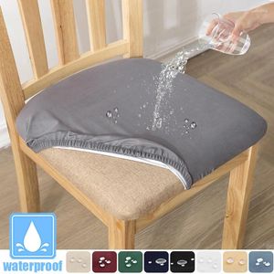 Couvre-chaise couvercle de siège de couleur unie étanche à l'épreuve élastique coussin lavable anti-irritable pour le bureau de salle à manger Protecteur