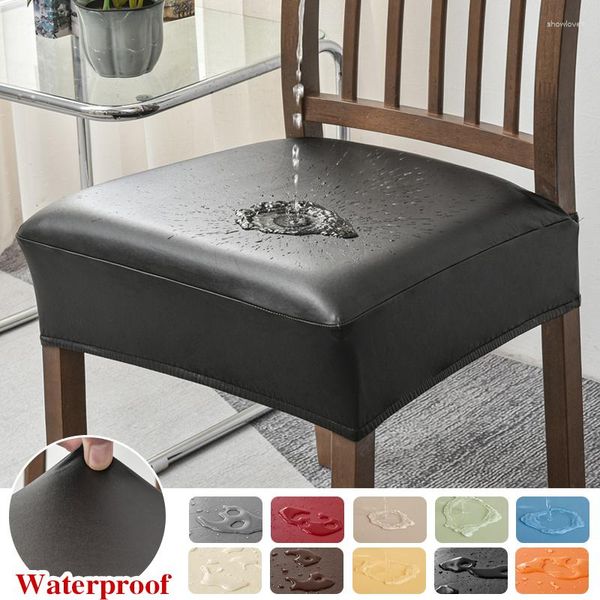 Cubiertas de silla Cubierta de cojín cuadrado impermeable PU Funda de asiento de cuero para cocina El Banquete Comedor Sala de estar 1pc