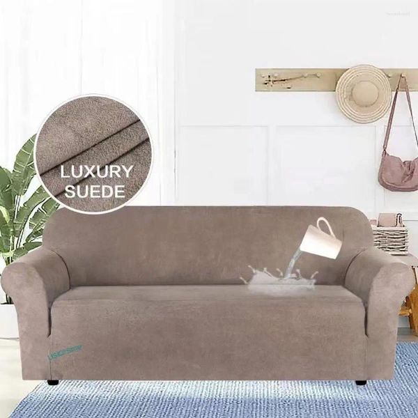 Cubiertas de silla Cubierta de sofá de gamuza impermeable Paquete completo de alta elasticidad 1/2/3/4 Asiento Tela para el hogar Cojín extraíble y lavable