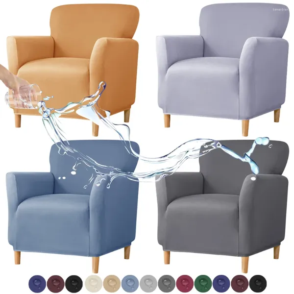 Couvre-chaise Baignoire imperméable Sofa Cover Stretch Spandex Club Couch Couch Bailchair pour le salon SOILD COULEUR Protecteur