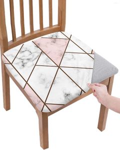 Couvre-chaise Texture en marbre blanc Pink Triangle Soutr Cushion Stretch Dining Cover Covers for Home El Banquet Salon