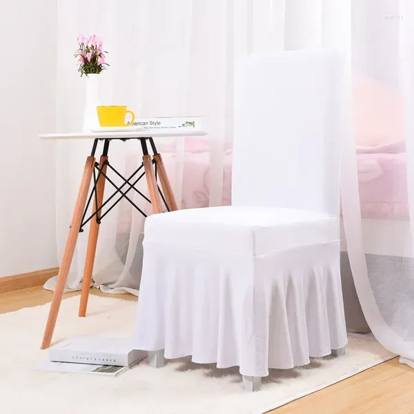 Couvre la chaise en polyester plissée blanche couverture de couverture stretch hoches pour le banquet de restauration de fête de mariage El décoration