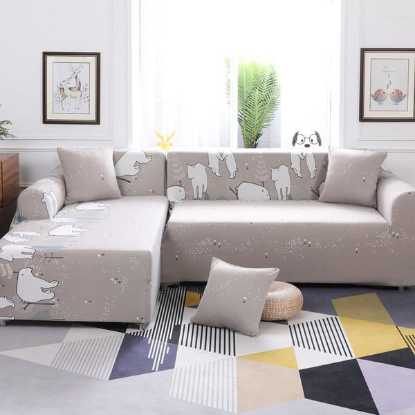 Housses de chaise blanc imprimé ours polaire housse de canapé universelle impression élastique Polyester lavable meubles housse