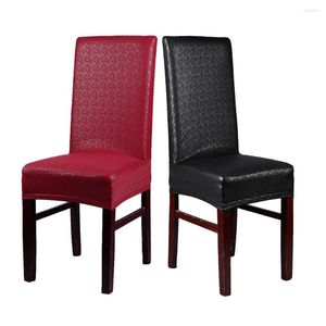Housses de chaise en gros 50 pcs/lot noir/café/Champagne 16 couleurs dentelle PU cuir extensible maison bureau housse de siège étanche à l'huile