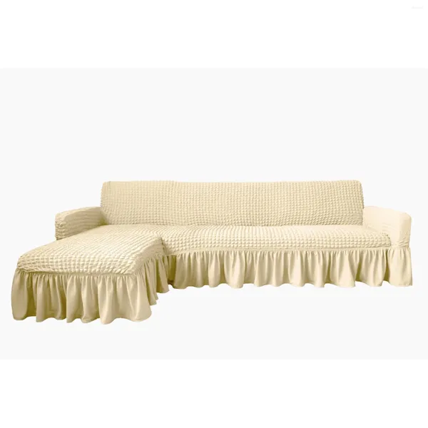 Housses de chaise en gros décoration de la maison moderne Spandex L forme sectionnelle canapé housse 3 places 5 places 7 places housse extensible avec jupe