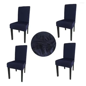 Housses de chaise en gros 4 pièces tissu élasthanne bleu marine extensible amovible lavable housse de protection de salle à manger housses de siège SCS-4NV