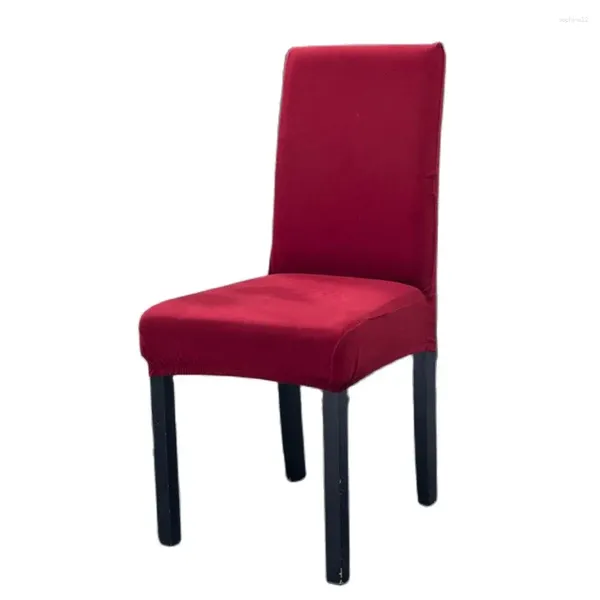 Silla cubierta vino rojo sólido simple cubierta nórdica slip -slip sapandex/poliéster tela elástica protector elástico banquete