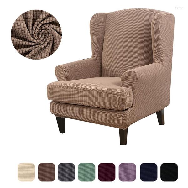 Housses de chaise Aile Housse Wingback Fauteuil Housse De Protection Doux 2 pcs/ensemble Accessoires Meubles Amovible Élastique Feuilles Imprimé