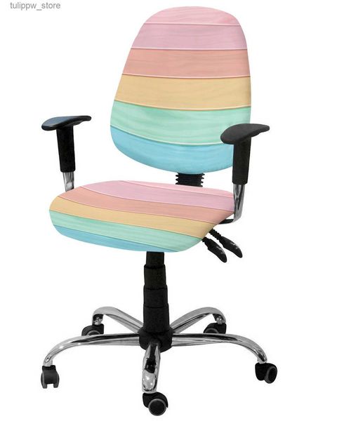 Housses de chaise Grain de bois bonbons arc-en-ciel élastique fauteuil ordinateur chaise couverture extensible amovible chaise de bureau housse de siège fendue couvre L240315