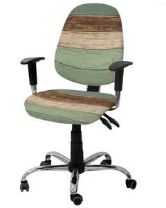 Couvre-chaise en bois Retro Retro Green Elastic Couvre d'ordinateurs en fauteuil