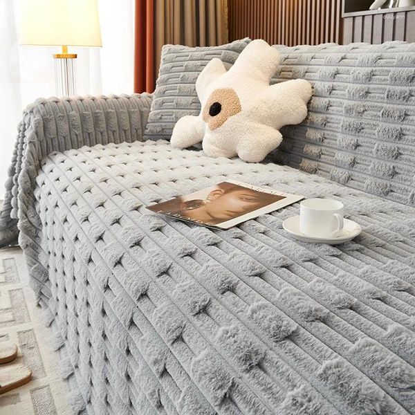 Housses de chaise de noël et d'hiver, housse de coussin de canapé en peluche de bambou chaud, tissu moelleux pour décoration de salon, Protection de la maison