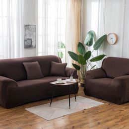 Stoelhoezen Yeahmart Solid Color Sofa voor woonkamer Elastische Cover Corner Couch Slipcover Protector 1/2/3/4 Seater