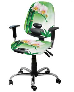 Housses de chaise Zen pierres orchidées fleur vert bambou élastique fauteuil ordinateur couverture amovible bureau housse siège fendu