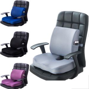 Stoel kussen 2 stks kantoor auto geheugen foam kussenset wervelkolom coccyx beschermen seat office sofa stoel rugkussen taille mat raster 201026