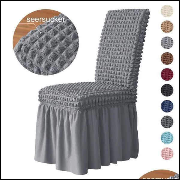 Chaise Ers Ceintures Home Textiles Jardin 3D Seersucker Er Jupe Longue Pour Salle À Manger Mariage El Dhj9L