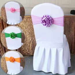 Stoel Sashes Cover Bowknot Flower Chair Bands With Buckle Wedding Party Banquet Event Stretch Solid Color Chair Knoop Bow Decor