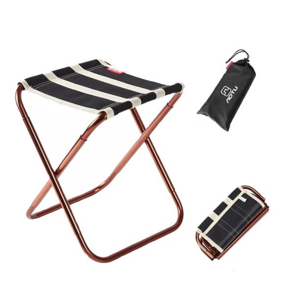 Sillas Silla plegable de aleación de aluminio, asiento pequeño portátil ultraligero, para pesca al aire libre, Camping, Picnic con bolsa