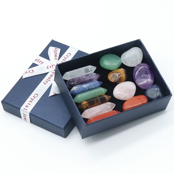 Chakra Arts and Crafts Box Box Set 7pcs Crystals de guérison à double point Irrégulet 7pcs Energy Stone6026925
