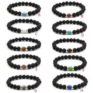 Pulsera de hilo de Chakra, cuentas de equilibrio curativo de Lava negra, brazalete difusor de aceite esencial de oración de Buda Reiki para mujeres y hombres