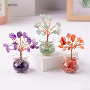 Chakra Natural Gemstone Mini Crystal Gravel Lucky Tree Rose Quartz Amethist Healing Stones Children's Gift Home Ornamenten