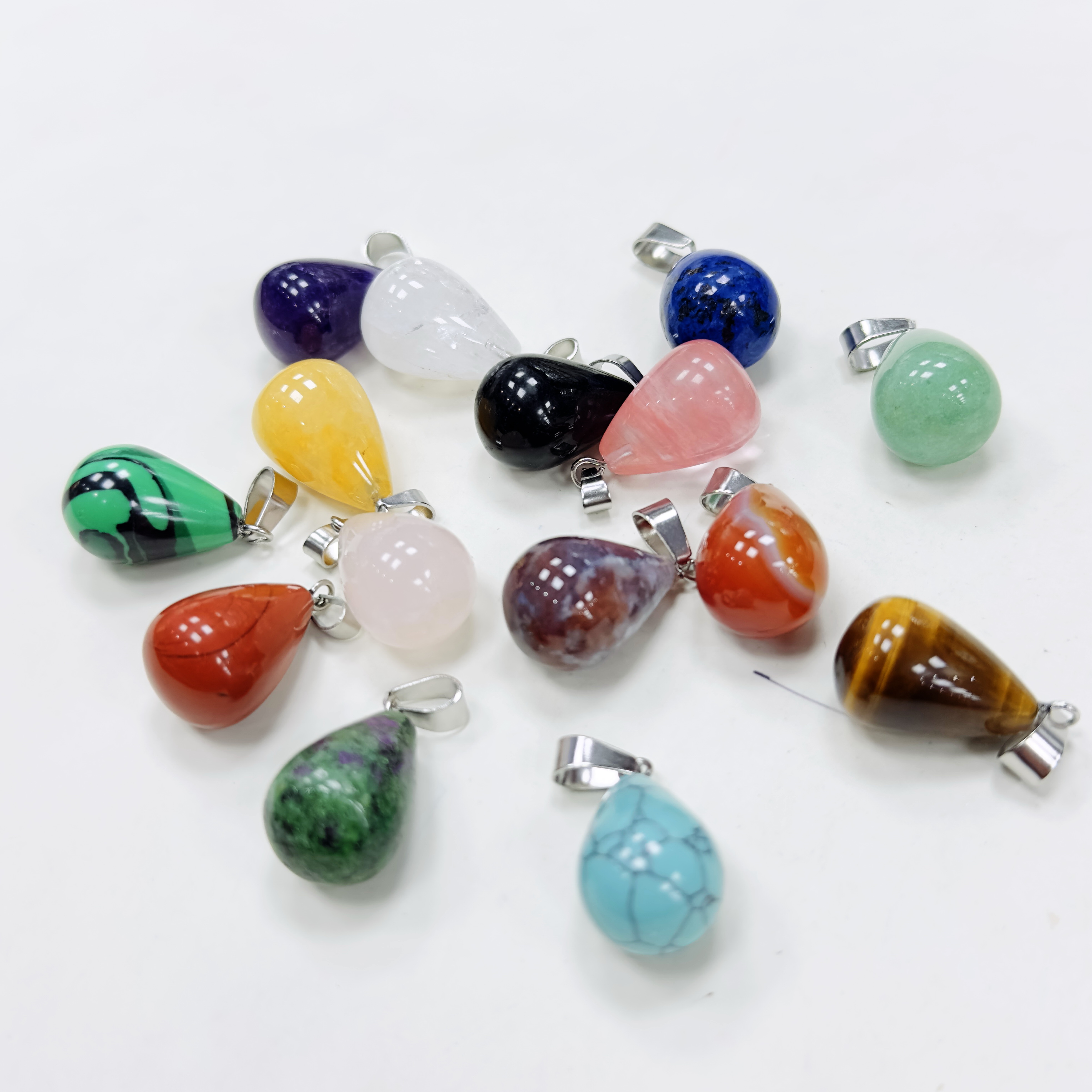 Colares de pingente de pedra natural gota de água forma opala ametistas colar minimalista jóias acessórios presente para homens e mulheres encantos pingente amule