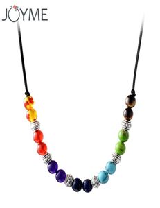 Collier chakra 7 couleurs perles de pierre naturelle