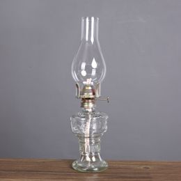 Lampe à huile de chambre verre kérosène lampe ouragan lampe lanterne d'huile rustique antique pour éclairage d'urgence de décoration de table intérieure