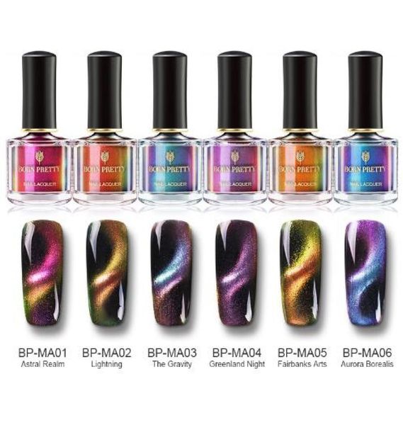 Vernis à ongles caméléon 3D œil de chat, série Aurora magnétique, 6ml, laque magnétique pour Nail Art, Base noire, nécessaire 3480155