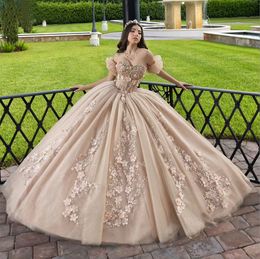 Vestidos de quinceanera de muelle de manga desmontable de champán. Vestidos de quinceanera