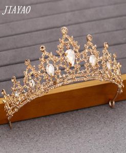 Champagne Gold Color Crystal Hingestone Crown and Tiara Wedding Bridal Hair Accessoires Head Princess Girl Birthday Crown5835908