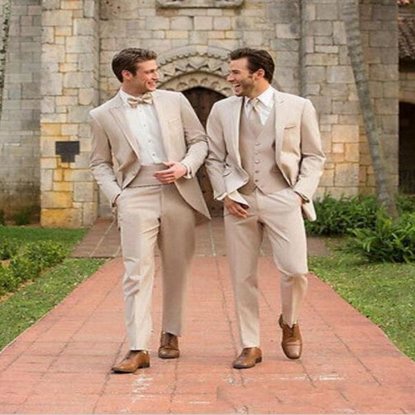 Champagne Groom Tuxedos HEURMSMAN SUIT Italien Style Three-Mid Wedding Prom Party Party For Men Bridegroom Costume Made 236T