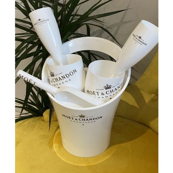 Verres de seau à glace à champagne ensemble de tasses de refroidisseur en plastique blanc pour les fêtes