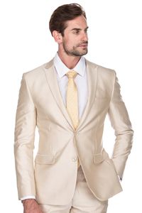 Trajes de champán para hombre, esmoquin de boda, 2 piezas, ropa de novio, solapa en pico, vestidos de fiesta formales, traje de padrino de boda para hombre, chaqueta de baile, pantalones