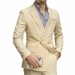Champagne Costumes pour hommes Groom Dr Costumes Slim Fit Style classique Costume Homme Mariage Luxe Hommes Vêtements de cérémonie Blazer + Pantalon N78b #