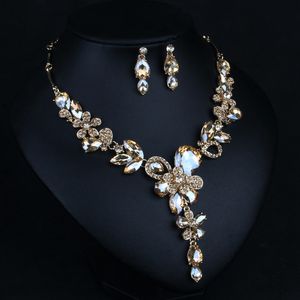 Champagne Argent Nouvelles Mariées Bijoux Accessoires De Mariée Bijoux Boucles D'oreilles Collier Couronne 2 Pièces Livraison Gratuite Charme Pour Le Mariage