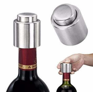 Outils de barre Bouchon de bouteille de vin de type poussoir en acier inoxydable Pompe de scellant sous vide Pompe de scellant de bouchon de vin rouge Couvercle de bouteilles Accessoire de cuisine avec emballage de boîte