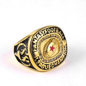 Champion Fantasy Football Ring RVS Amerikaanse Rugby League Championship Sieraden