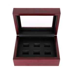 Championship Big Heavy Ring Display Case Caja de joyería de madera Terciopelo negro en el interior 12 * 16 * 7 cm (2-9 agujeros)